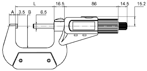 Outside digital micrometer, Ø6.5 mm, 0.5 mm, 0~25 mm