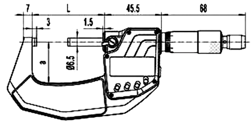 Outside digital micrometer, Ø6.5 mm, 0.5 mm, 0~25 mm