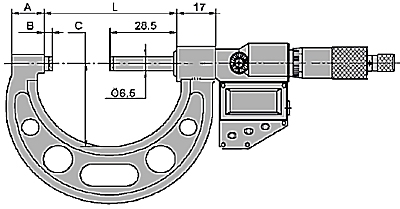 Buiten digitale micrometer, Ø6.5 mm, 0.5 mm, 125~150 mm
