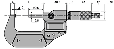Outside digital micrometer, Ø6.5 mm, 0.5 mm, 75~100 mm