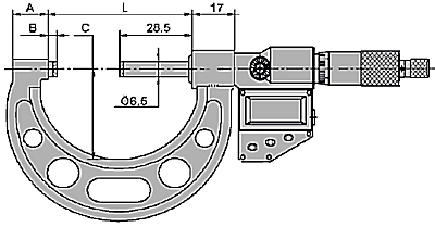 Outside digital micrometer DIN 863, IP65, Ø6.5 mm, 0.5 mm, 250~275 mm