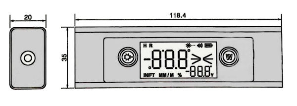 2-axis digital level with magnetic base, laser, 0.1°, M6