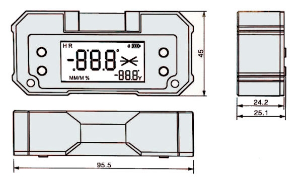 Niveau électronique 2 axes avec base magnétique 0.1°