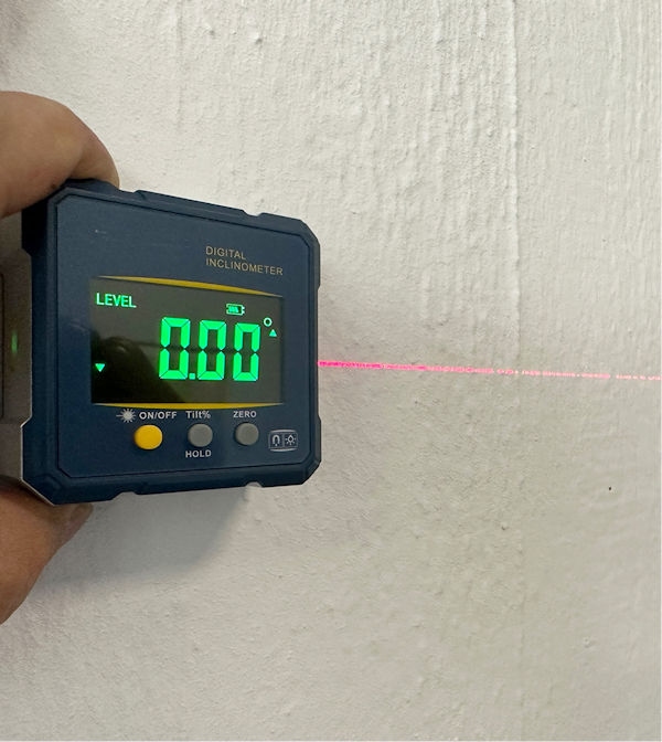 Digitale hellingsmeter 36x36 m mm, magnetic base 4x90°/0.1°