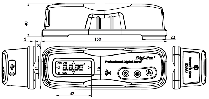 2-axis high precision digital level DWL1300XY,0.01°