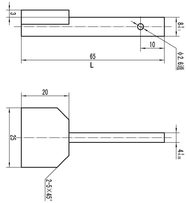 Pair of inserts with large areas, 65 mm, 25x20 mm