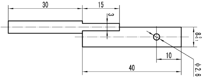 Pair of inserts with round measuring pin Ø 5 mm, 70 mm