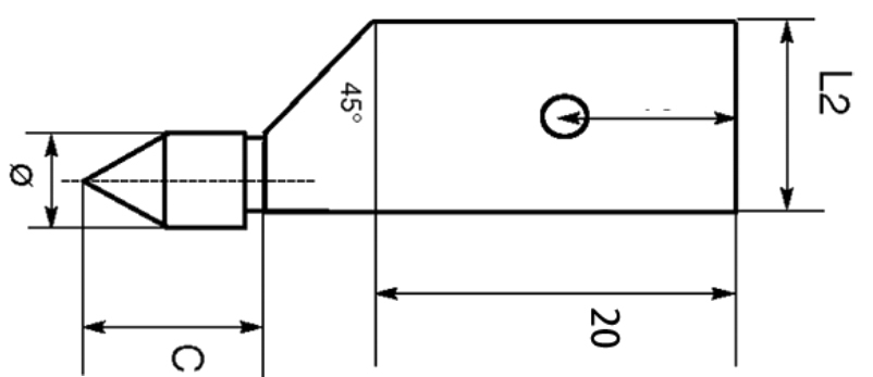 Pair of inserts for grooves, conical faces, 35 mm