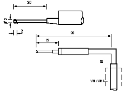 Palpeur avec patin transversal QBH, 5 µm/90°