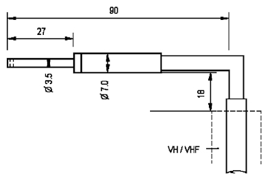 Tracer with skid for transversal measurement QH, 5 µm/90°