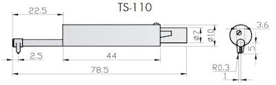 Palpeur standard Ømin 5 mm, Lmax 22 mm