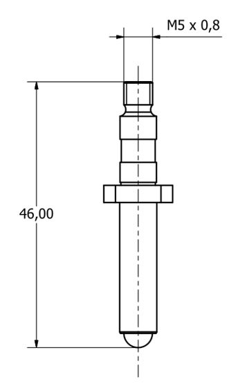 Intender Brinell with fixed ball, 28 mm, Ø 5 mm, carbide, UKAS