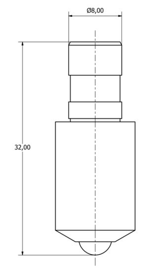 Indruklichaam Brinell Heavy Load met gezet kogel, 28 mm, Ø 5 mm, carbid, UKAS