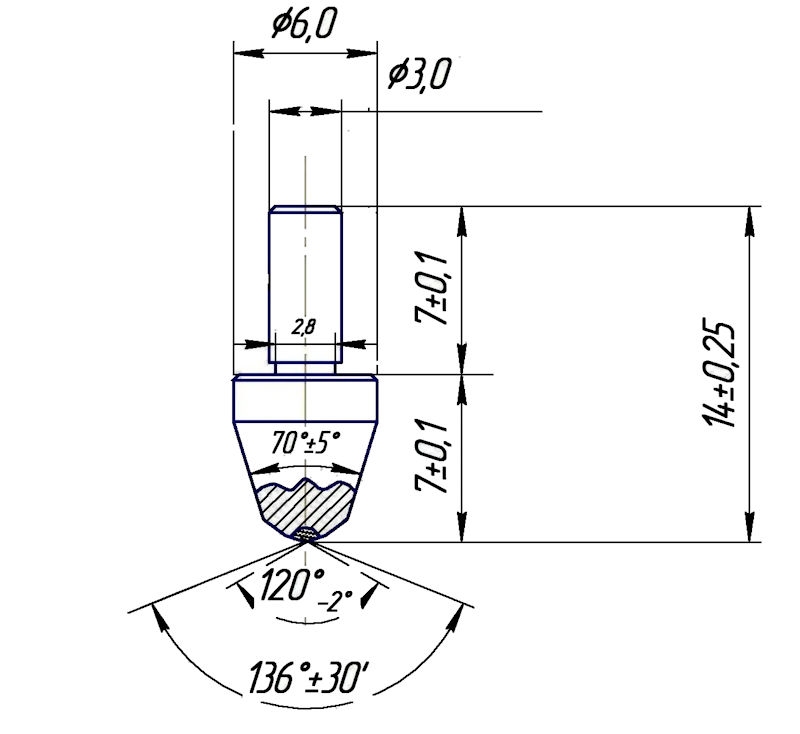 Indruklichaam Micro Vickers diamant, BUEHLER FUTURE TECH