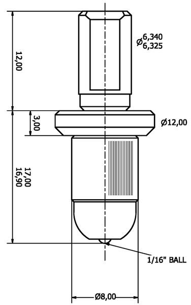 Intender Rockwell ball Wolpert, 1/16", carbide, UKAS