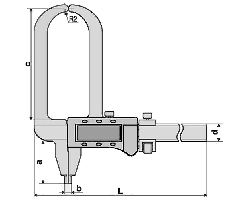 Pied à coulisse digi avec pointes de palpage rondes, 250 mm