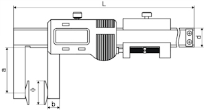 Digital caliper, 0~150 mm, 50 mm, 3V, DJ