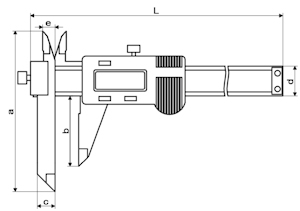 Digital caliper, 0~300 mm, 130 mm, 3V, MJ
