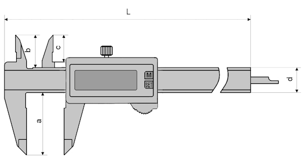 Digitale schuifmaat ABS, 150/40 mm, 3V, Ø 1.6 mm, IP67