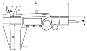 Digital caliper, 150 mm, 50 mm, 3V, rec, PJLMP