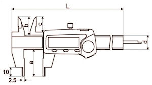 Pied à coulisse digital, 150 mm, 40 mm, 3V, rec, SRJ