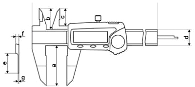 Digitale schuifmaat, 150 mm, 40 mm, 3V, rec, TJ