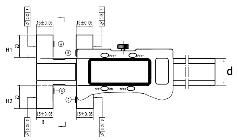 Digital universal caliper, 0~200 mm, 20/20 mm, 3V