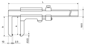 Vernier caliper for brake-discs 0~100 mm, 120 mm, 0.1 m