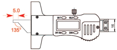Pied de profondeur, digital, 10x60 mm, 0.01 mm, C45
