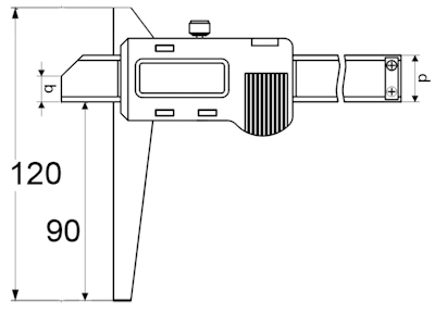Diepteschuifmaat, digitaal, asymmetrisch, 200x90/120 mm, 0.01 mm