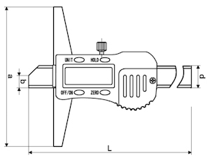 Depth caliper, digital, DIN 862, 150x100 mm, 0.01 mm