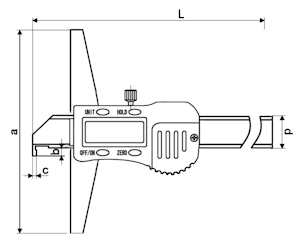 Depth caliper, digital, DIN 862, 200x100 mm, 0.01 mm,hk