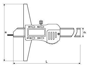 Depth caliper, digital, DIN 862, 80x50 mm, 0.01 mm, pt