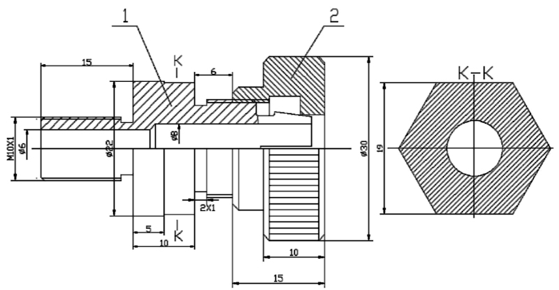 Meetbrug M14x1.25  voor comparator met Ø8 mm mantel