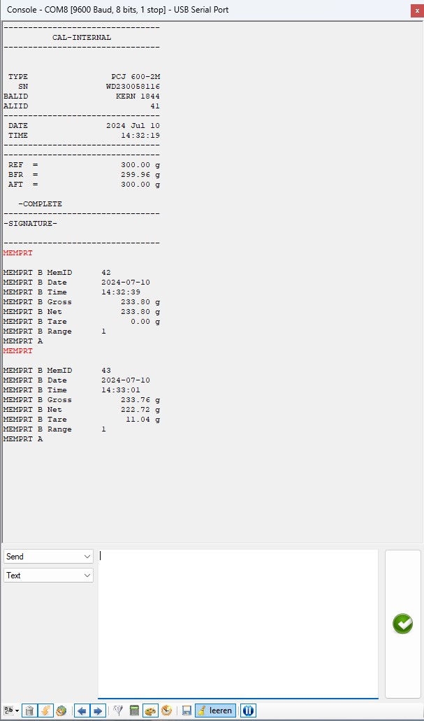 Balance Connection for the direct transmission of scale data