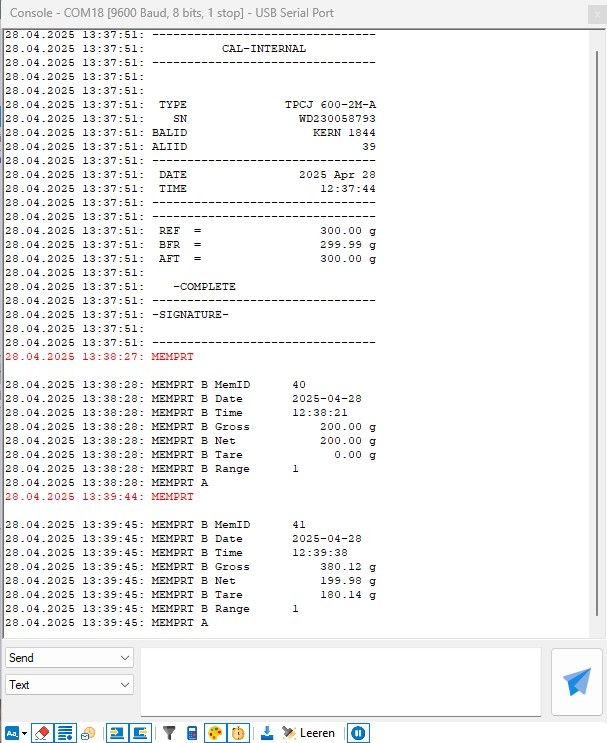 Balance Connection for the direct transmission of scale data