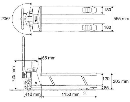 Pallet truckscale VHB, 2000kg/1 kg, 1150x555 mm