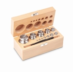 Set cylindrical stainless steel weight M2, wood case,1g~10kg