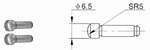 Pair of spherical inserts Ø 6.5 mm, shaft Ø 5 mm