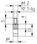 Contact point 573/47KU-20 - M2.5-6g/20/4/L=20, Ø4/plastic