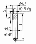 Contact point 573/17-L20, M2,5-6g/20/4,7/ball Ø1/8
