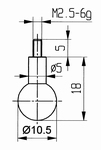 Tasterpunt 573/19 kogel Ø 10,5, M2,5-6g/18/5 mm