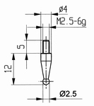 Contact point 573/18 H ball Ø 2,5, M2,5-6g/12/4 mm