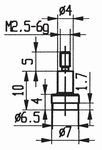 Tasterpunt 573/102 H, M2,5-6g/10/7/ vlak mm Ø7 mm