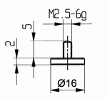 Contact point 573/11-16, M2,5-6g/2/16/flat Ø16 mm