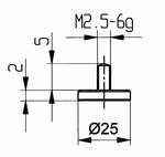 Contact point 573/11-25, M2,5-6g/2/25/flat Ø25 mm