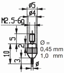 Tasterpunt 573/112 H-1,0, M2,5-6g/10/5/pin Ø1 mm