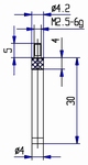 Tasterpunt 573/47 HL-30, M2,5-6g/30/4/ L=30, Ø4