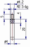 Tasterpunt 573/47 HL-20, M2,5-6g/20/4/ L=20, Ø4