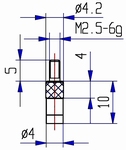 Tasterpunt 573/47 HL-10, M2,5-6g/10/4/ L=10, Ø4